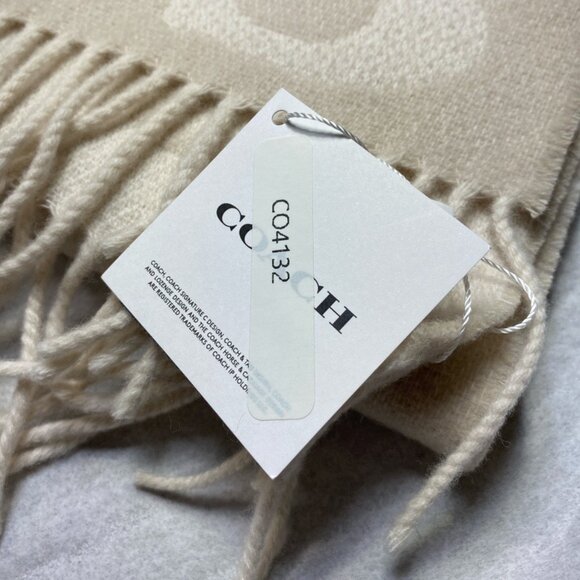 Coach CU810 Stars and Hearts Print Muffler in Chalk - Picture 3 of 4